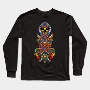 Multicolored Totem Pole Long Sleeve T-Shirt